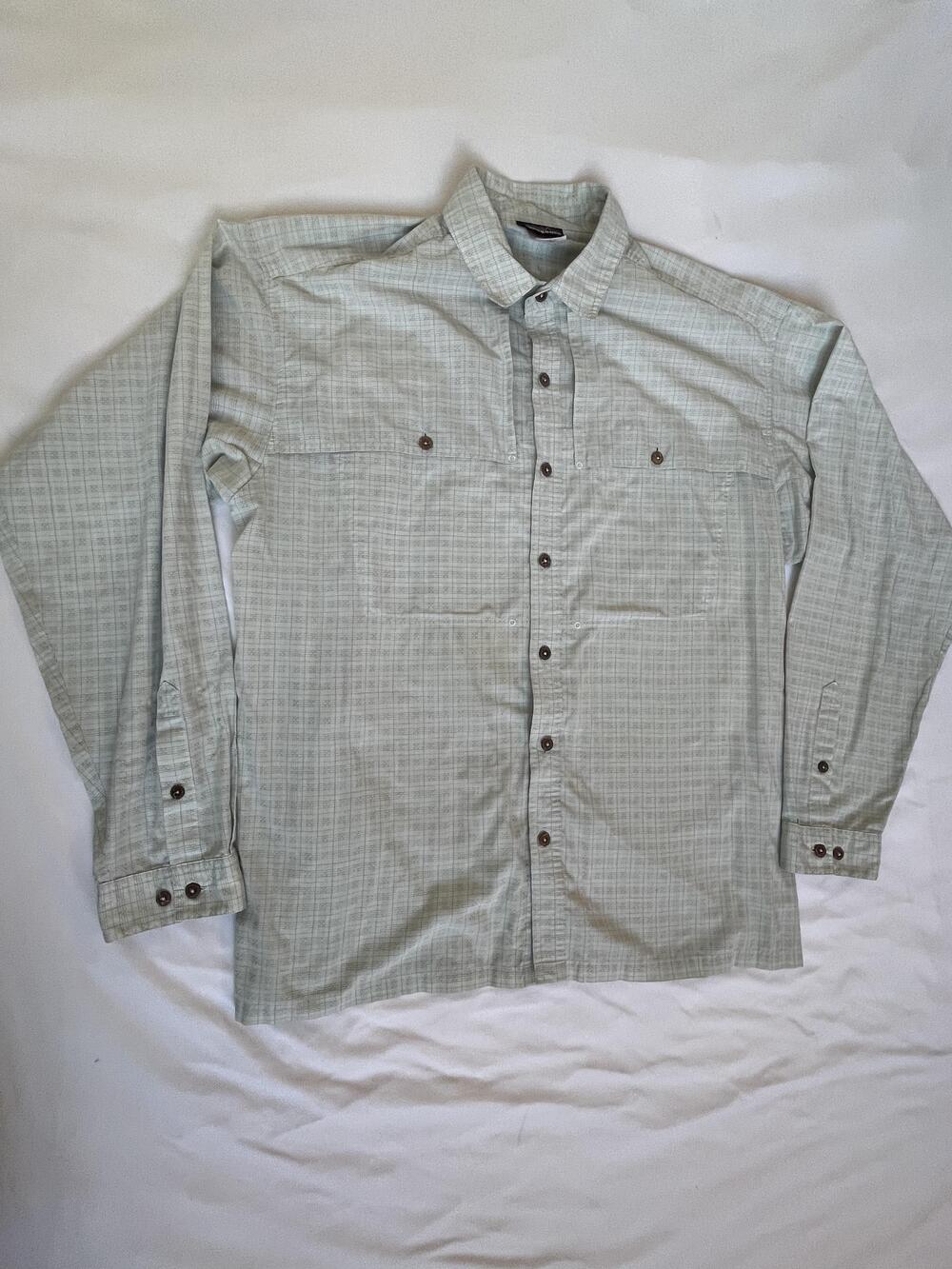 Patagonia XL Organic Cotton Poly Blend Shirt Plaid Button Long Sleeve Hiking